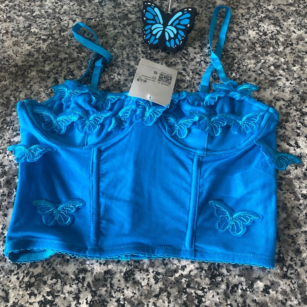 NWT FOREVER 21 Butterfly Appliqué Bustier